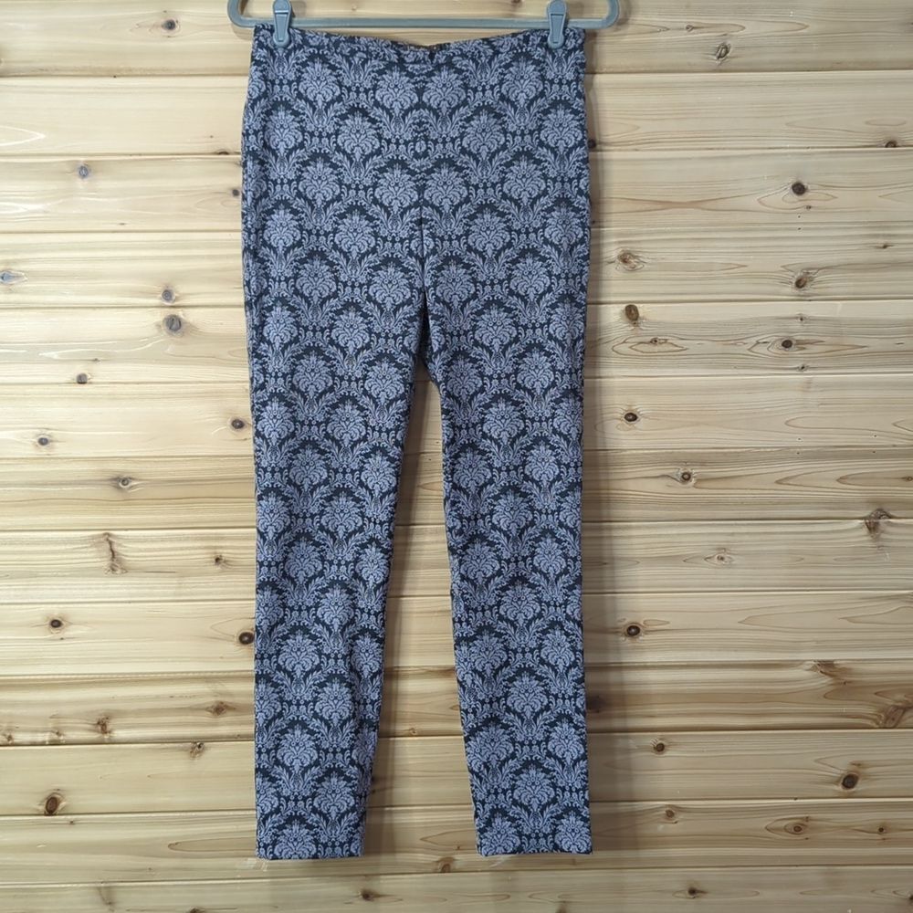 J. McLaughlin Pants Womens 6 Purple and Black Printed Slim Leg